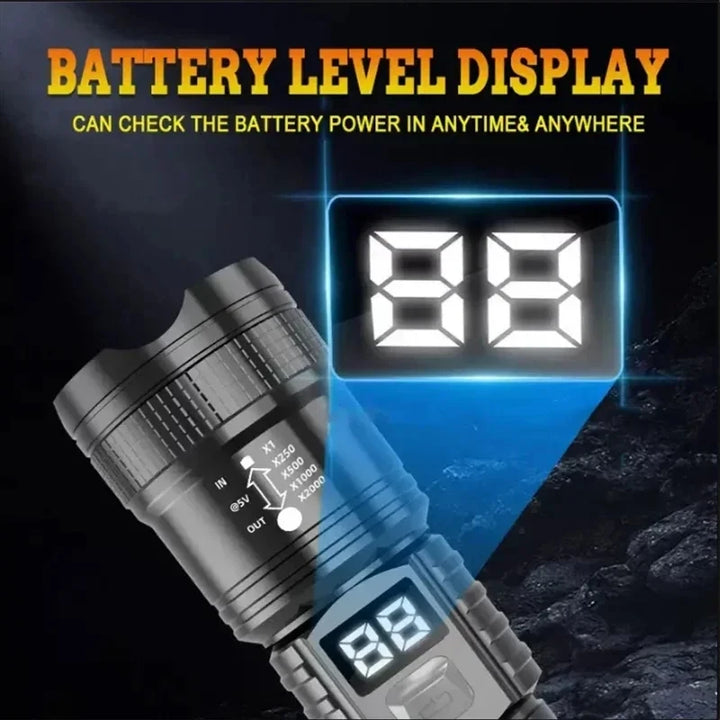 Rechargeable LED tactical flashlight for outdoor use