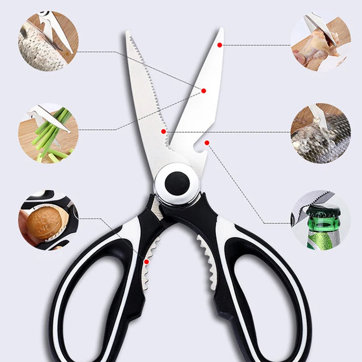 Heavy-duty multifunctional stainless steel kitchen scissors