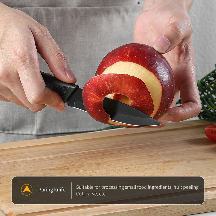 3-piece kitchen knife set with wooden storage block