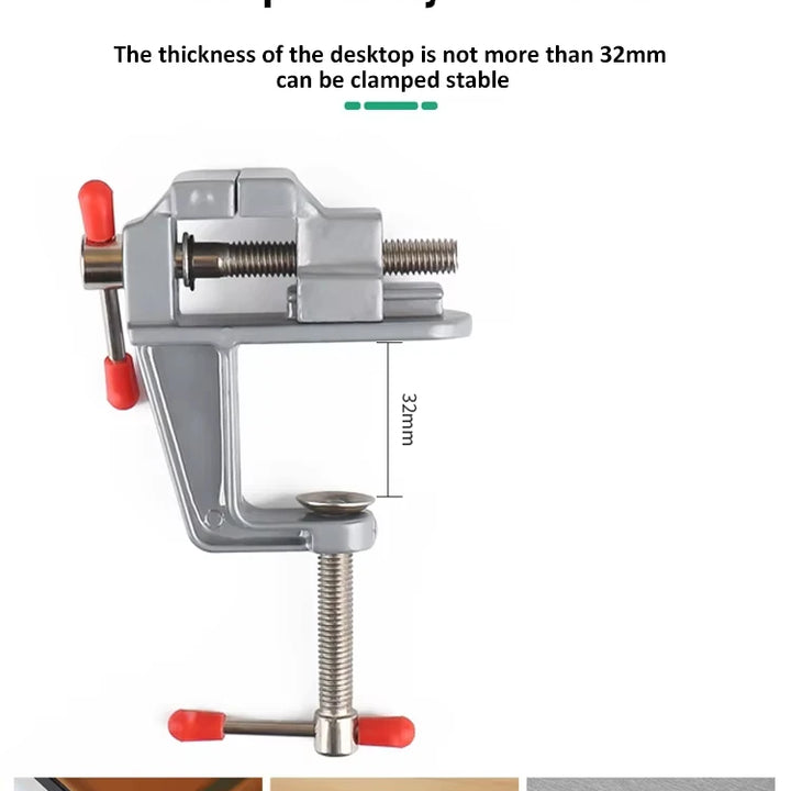 Mini aluminum bench vise clamp for hobby and craft work