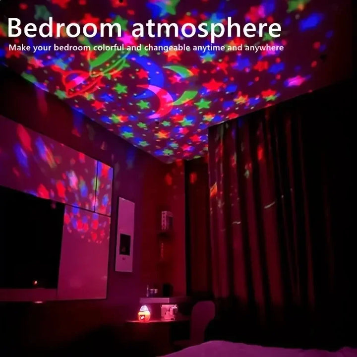 LED star projector night light with rotating galaxy effect