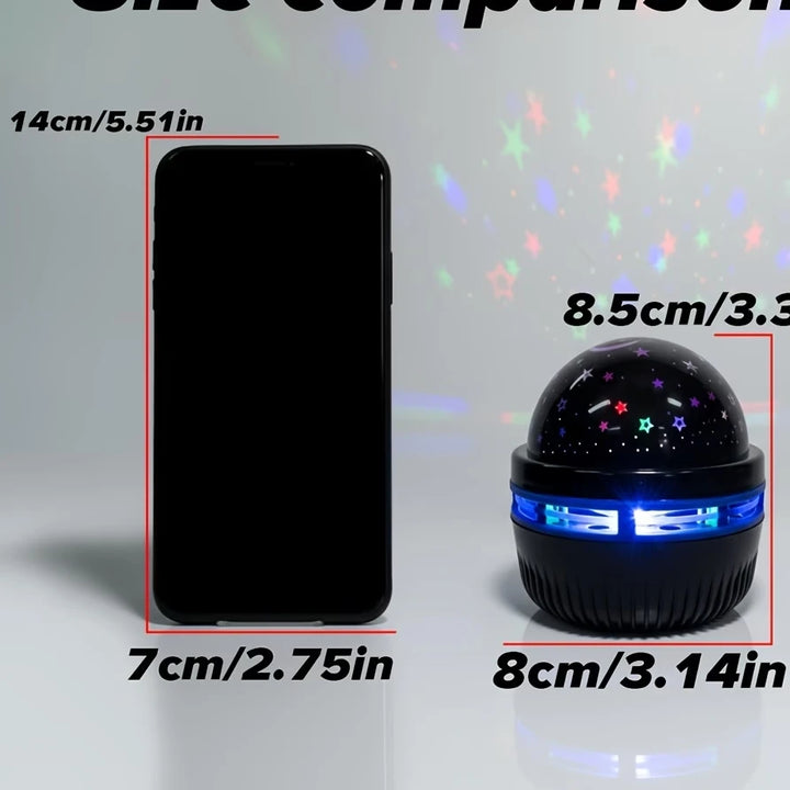 LED star projector night light with rotating galaxy effect